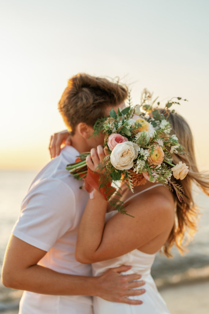 Bride and Groom kissing at their Cape May Beach Wedding