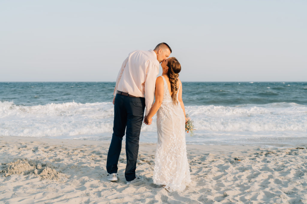 Bride and Groom portraits on Cape May Beach