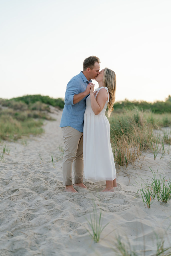 Couple kissing on Cape May beach